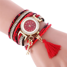 Fashion Key Pendant Elegance Leather Watch Wrap Around Quartz Leopard Leather Weave Watch Bracelets Relogio Femininos EF8