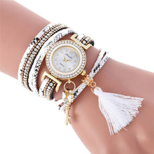 Fashion Key Pendant Elegance Leather Watch Wrap Around Quartz Leopard Leather Weave Watch Bracelets Relogio Femininos EF8