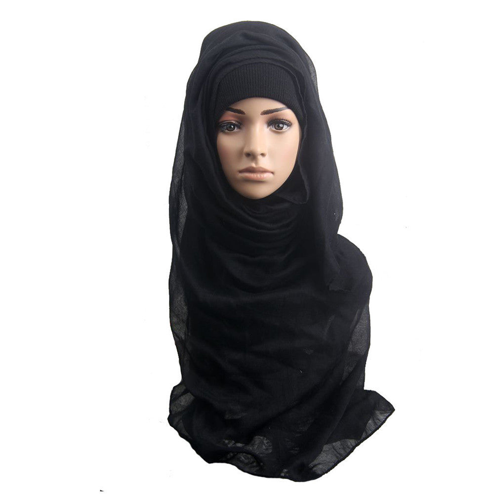 Fashion Islamic Turban Head Wear Band Neck ChCover Bonnet Muslim Short Hijab Shawls Arab Women Scarf EF8