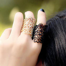 Jewelry Accessories anel Feminino Black Gold Cutout Lace Flower Ring Finger Rings for Women s EF8