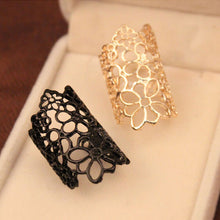 Jewelry Accessories anel Feminino Black Gold Cutout Lace Flower Ring Finger Rings for Women s EF8