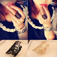 Jewelry Accessories anel Feminino Black Gold Cutout Lace Flower Ring Finger Rings for Women s EF8