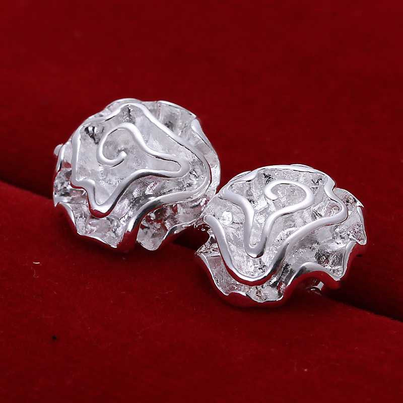 Jewelry Earring Women Cute Rose Stud Earrings Gifts For Lady Jewelry Silver Color EF8