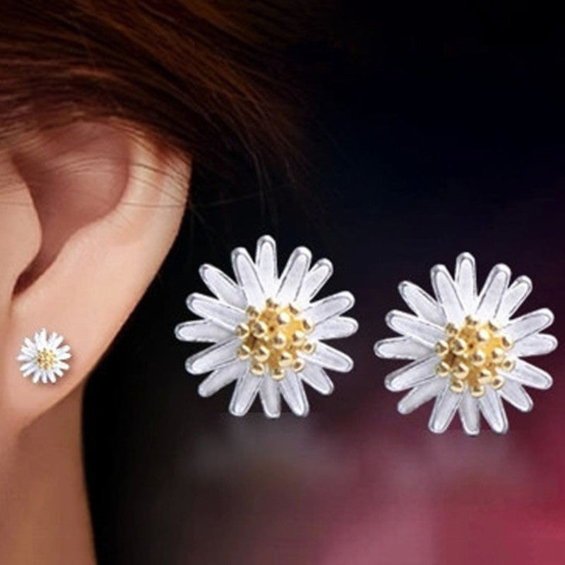 Jewelry Imitation silver models Daisy Gerbera daisy fresh high-end jewelry gift earrings EF8