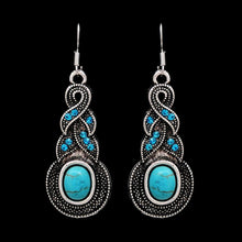 Jewelry Sets Tibetan Turquoise Chain Necklace   Pendants Silver Plated Water Drop Shaped Stud Earrings Women Collar EF8
