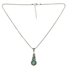 Jewelry Sets Tibetan Turquoise Chain Necklace   Pendants Silver Plated Water Drop Shaped Stud Earrings Women Collar EF8