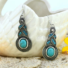 Jewelry Sets Tibetan Turquoise Chain Necklace   Pendants Silver Plated Water Drop Shaped Stud Earrings Women Collar EF8