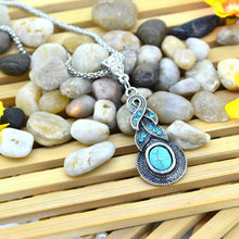 Jewelry Sets Tibetan Turquoise Chain Necklace   Pendants Silver Plated Water Drop Shaped Stud Earrings Women Collar EF8