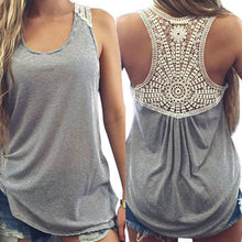 Lace Crochet Back Striped Vest Casual Plus Size Sleeveless Tank Top Shirt blusa S-XL Design Women Sexy Tank Tops EF8