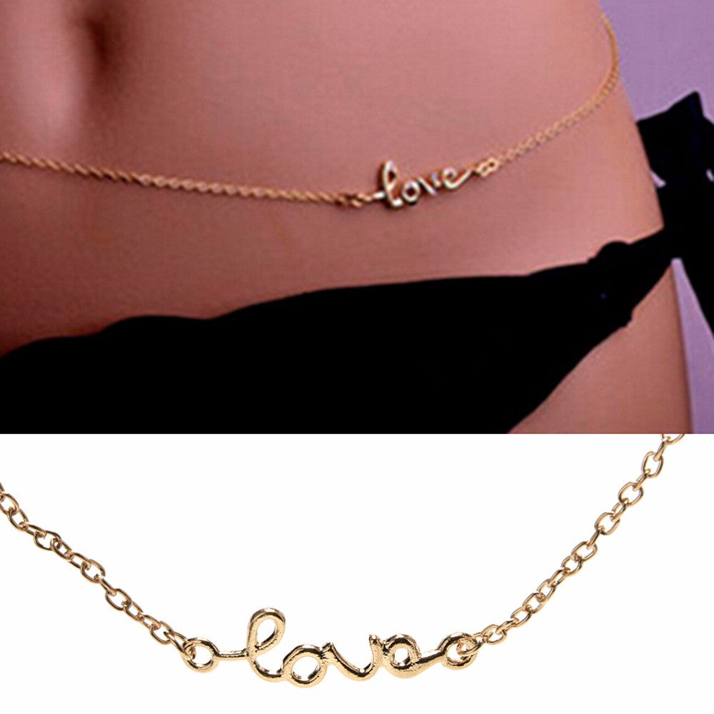 Lady Sexy Bikini eight Eternal Love Lucky Body Waist Sexy Crossover Gold Belly Chain Girls Body Chain Jewelry EF8