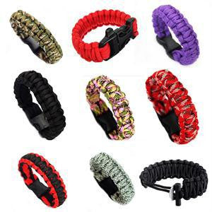 Men Self-rescue Parachute Cord Bracelets Buckle Survival Camping Travel Kit  EF8