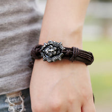Men's Bracelet Jewelry H made Braided Lion Head Wrap Wrist Leather Cuff Bracelet EF8