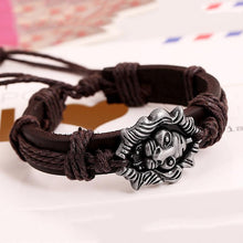 Men's Bracelet Jewelry H made Braided Lion Head Wrap Wrist Leather Cuff Bracelet EF8