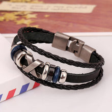 Men's Bracelets Bohemian Leather Jewelry Rhinestone Crystal H made Metal Beaded Mens Bracelets EF8