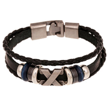 Men's Bracelets Bohemian Leather Jewelry Rhinestone Crystal H made Metal Beaded Mens Bracelets EF8