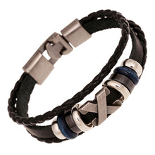 Men's Bracelets Bohemian Leather Jewelry Rhinestone Crystal H made Metal Beaded Mens Bracelets EF8