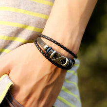 Men's Bracelets Bohemian Leather Jewelry Rhinestone Crystal H made Metal Beaded Mens Bracelets EF8