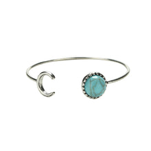 Moon Open Charm Bracelet Good Natural Turquoise Stone Bracelets   Bangle for Women Men Friendship EF8