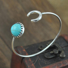 Moon Open Charm Bracelet Good Natural Turquoise Stone Bracelets   Bangle for Women Men Friendship EF8