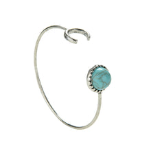 Moon Open Charm Bracelet Good Natural Turquoise Stone Bracelets   Bangle for Women Men Friendship EF8
