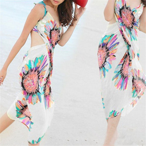 Fashion Women 5 Colors Deep V Wrap Chiffon Swimwear Bikini Cover Up Sarong Beach Dress EF8