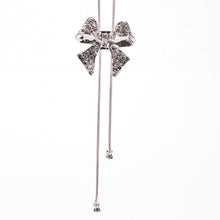 Noble Alloy Rhinestone Bow Necklace Long Sweater Chain Pendant Necklace EF8
