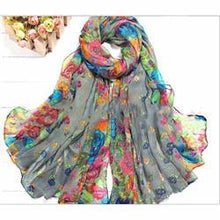 Pastoral Style Scarves Women Soft Silk Blend Floral Print Scarf Wrap Women Pretty Elegant Accessories Scarves EF8