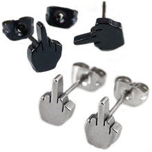 Punk Cool Gold Sliver Black Stainless Steel Women Men Ear Jewelry Studs Earring 2Pcs EF8