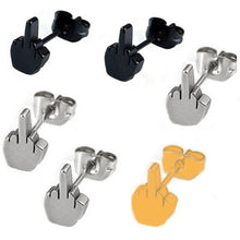 Punk Cool Gold Sliver Black Stainless Steel Women Men Ear Jewelry Studs Earring 2Pcs EF8