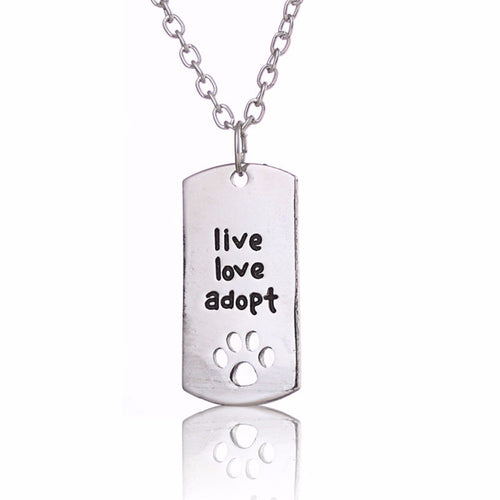 Rectangular Dog Tag Style Pendant Necklace Cat Dog 