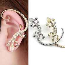 Rhinestone Ear cuff Earrings luxury Elegant rose gold exaggerated gecko lizards   snake Stud Earrings EF8