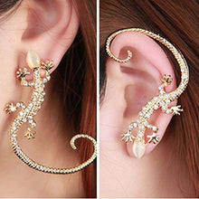 Rhinestone Ear cuff Earrings luxury Elegant rose gold exaggerated gecko lizards   snake Stud Earrings EF8
