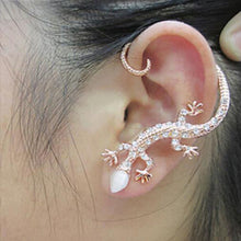 Rhinestone Ear cuff Earrings luxury Elegant rose gold exaggerated gecko lizards   snake Stud Earrings EF8