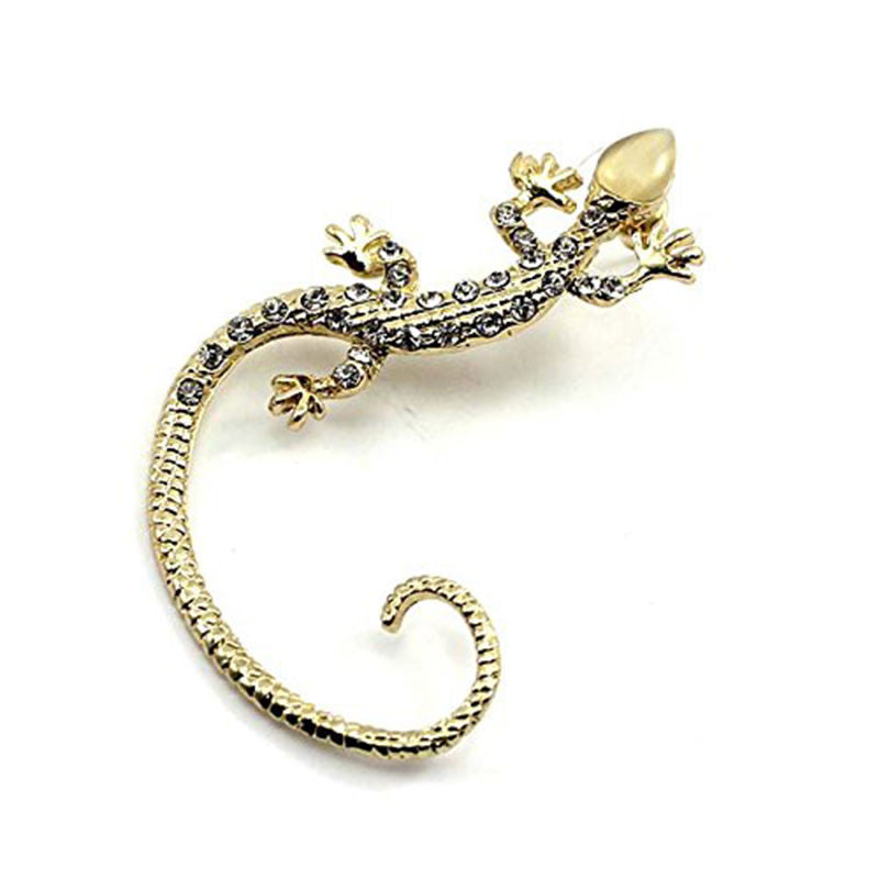 Rhinestone Ear cuff Earrings luxury Elegant rose gold exaggerated gecko lizards   snake Stud Earrings EF8