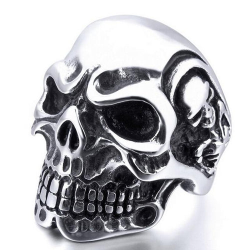 Ring Stainless Steel Rings For Man Big Tripple Skull Ring Punk Biker Jewelry EF8