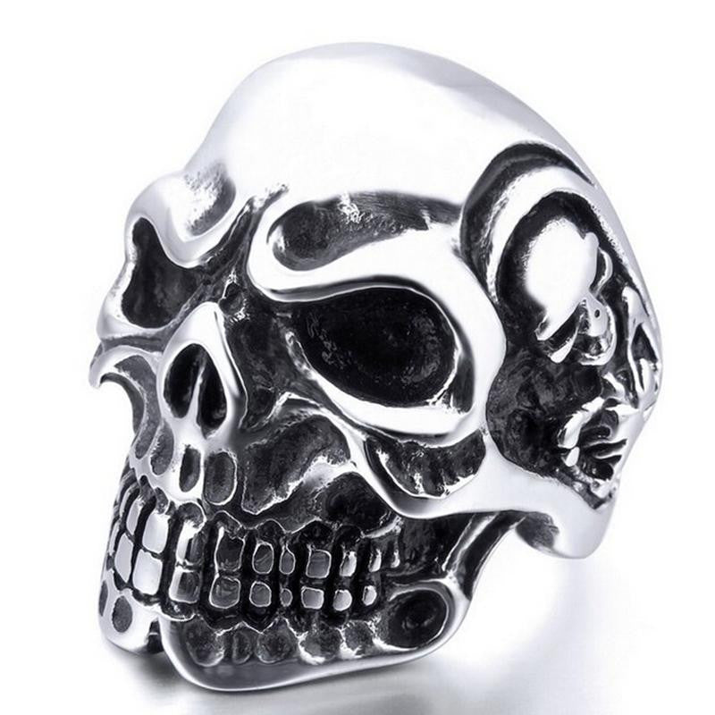 Ring Stainless Steel Rings For Man Big Tripple Skull Ring Punk Biker Jewelry EF8
