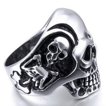 Ring Stainless Steel Rings For Man Big Tripple Skull Ring Punk Biker Jewelry EF8