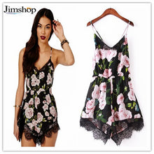 Fashion Rorompers Womens Jumpsuit Floral Lace Chiffon Print Bodycon BodysuitsParty Playsuit Off Shoulder Romper EF8