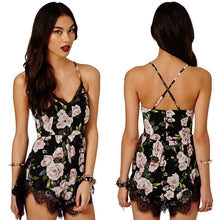 Fashion Rorompers Womens Jumpsuit Floral Lace Chiffon Print Bodycon BodysuitsParty Playsuit Off Shoulder Romper EF8