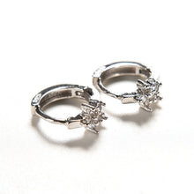 Round Crystal Earrings Silver Plated Zircon Snowflake Ear Stud Earrings For Girls Gifts Women Ladies Jewelry EF8