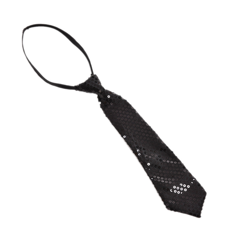 School Boys Sequin Necktie Solid Color Adjustable Children Kids Baby Wedding Elastic Tie Necktie EF8