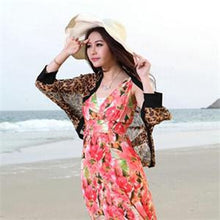 Sexy Chiffon Blouses Women Long Sleeve Notched Leopard Blouses Shirts Women Long Shirts Tops One Size EF8