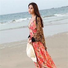 Sexy Chiffon Blouses Women Long Sleeve Notched Leopard Blouses Shirts Women Long Shirts Tops One Size EF8
