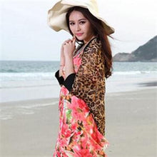 Sexy Chiffon Blouses Women Long Sleeve Notched Leopard Blouses Shirts Women Long Shirts Tops One Size EF8