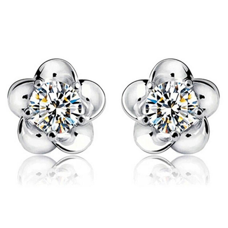 Silver Plated Ball Earrings Wild Super Flash Retro Crystal Jewelry Long Section Of Models Cute Earrings EF8