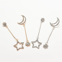 Small Fresh Snowflake Tassel Long Section Earrings For Women Women Stars Moon Asymmetrical Stud Earrings EF8