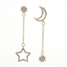 Small Fresh Snowflake Tassel Long Section Earrings For Women Women Stars Moon Asymmetrical Stud Earrings EF8