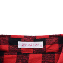 Women Casual Cotton Lapel Long-Sleeve Plaid Shirt Ladies Slim Outerwear Blouse Tops EF8
