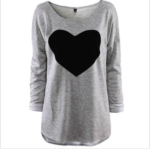 Women LOVE Heart Printed Sweatshirt Hoody Hoodies tracksuits Pullovers Suit Tops Outerwear M L XL EF8
