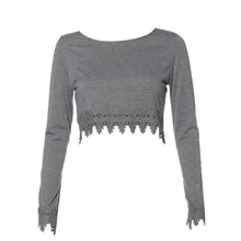 Fashion Women Lady Casual Pullover Long Sleeve Lace Backless Irregular T-Shirt Tops EF8
